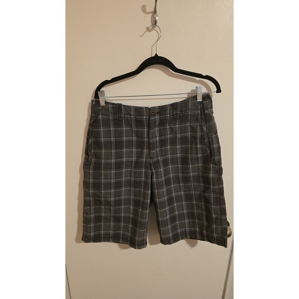 BKE Golf Shorts Mens 32 Gray Plaid Chino Casual Performance Athletic Preppy